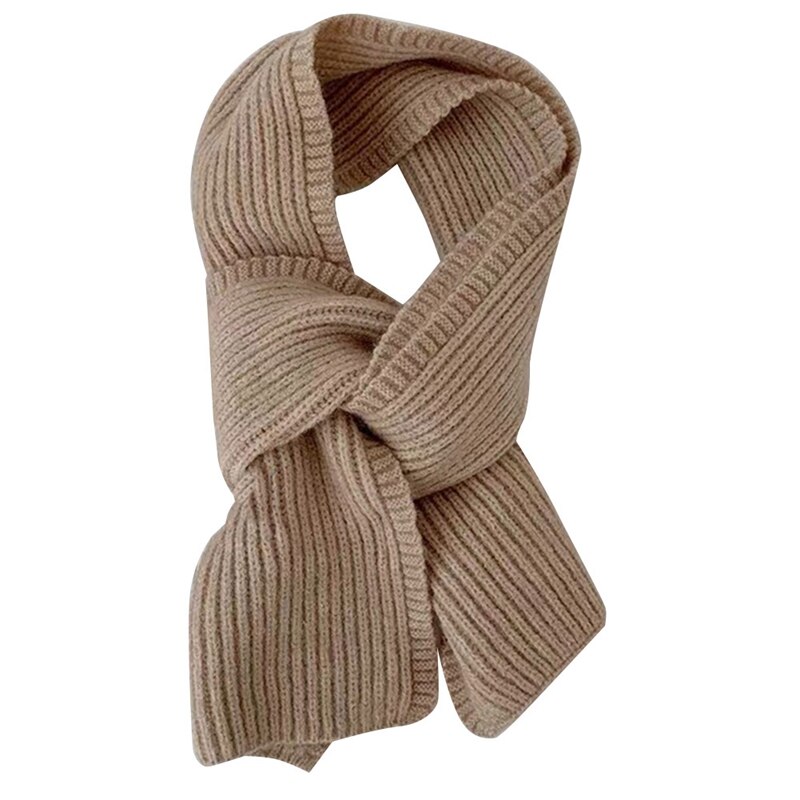 Scarf Female Winter Solid Color Short Wool Knitting Student Autumn and Winter Japanese Soft Collar All-Match: bright brown