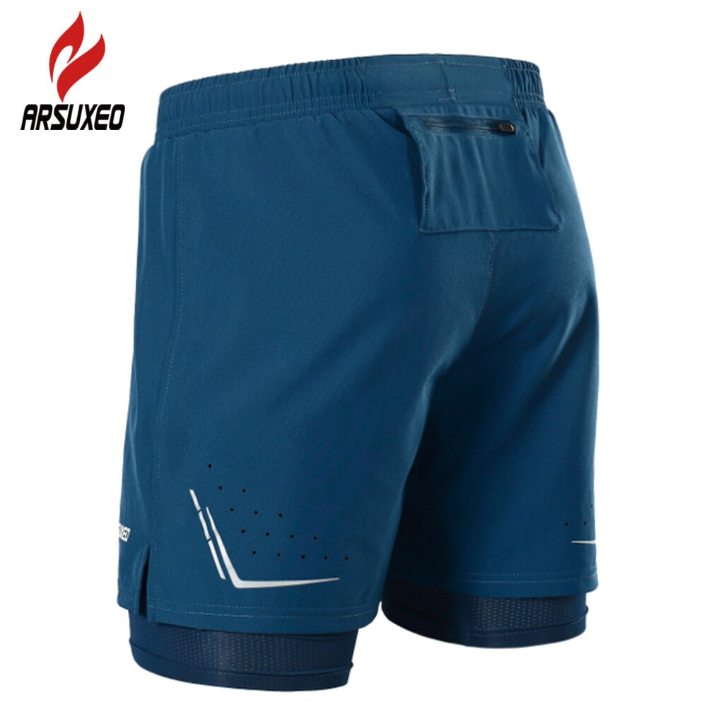 ARSUXEO Herren 2-in-1 Laufshorts - Schnelltrocknend - Trainingsshorts mit Innenhose