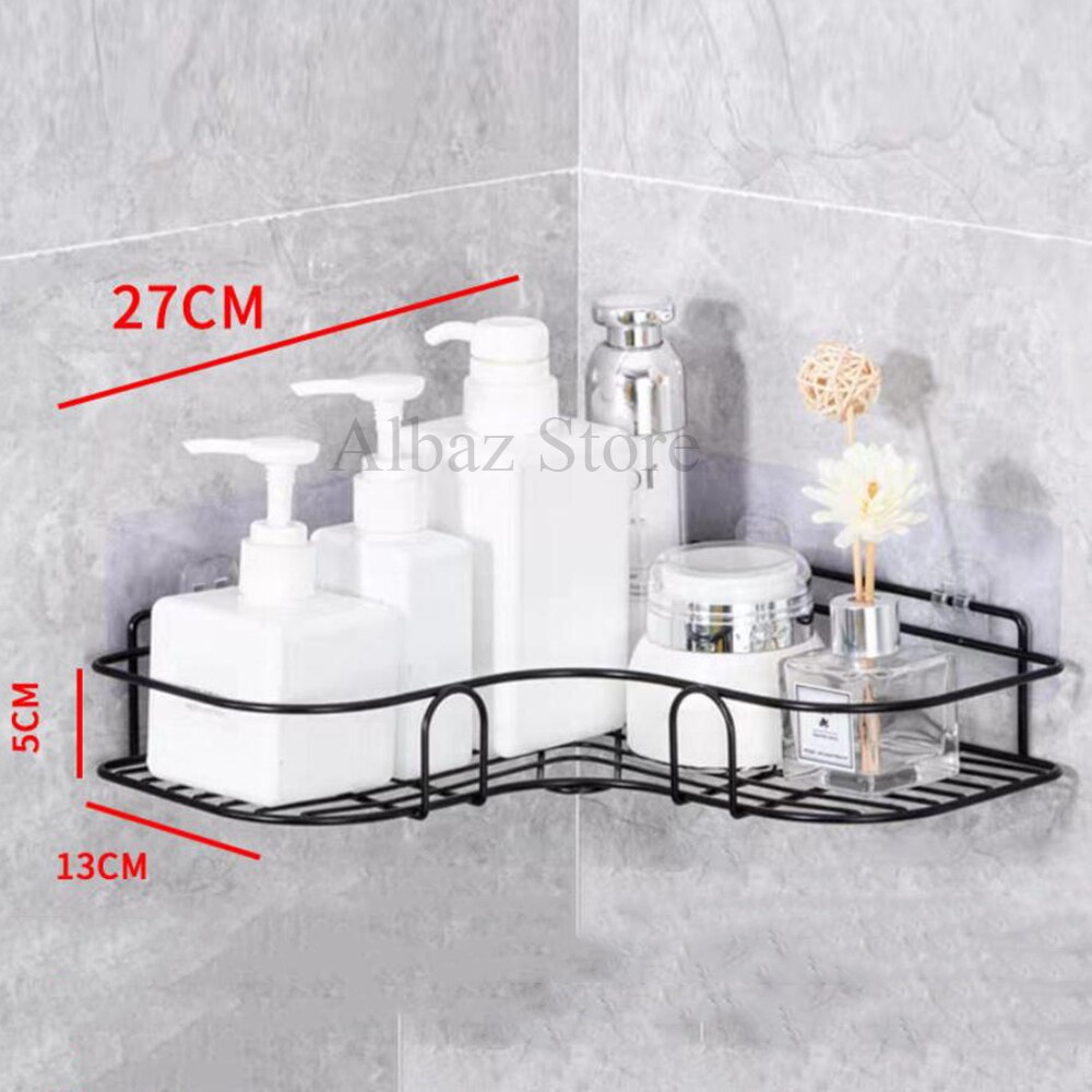 Douche Organizer met haken Doucherek Zelfklevende Douche Planken Geen Boren Wandmontage Ruimte Aluminium voor Badkamer-Gouden a_2 Laag (kleur: Golden B, Maat: 1 verhaal