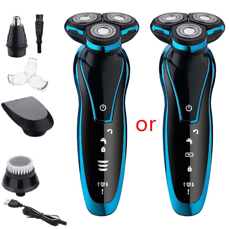 Multifunction Men Electric Shaver Floating Razor Wet Dry Waterproof Cordless USB Rechargeable Beard Trimmer Washable: 4 in 1