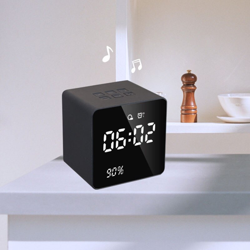 LED Screen Alarm Clock Radio Power Display Digital Clock Bluetooth Speakers BDF99