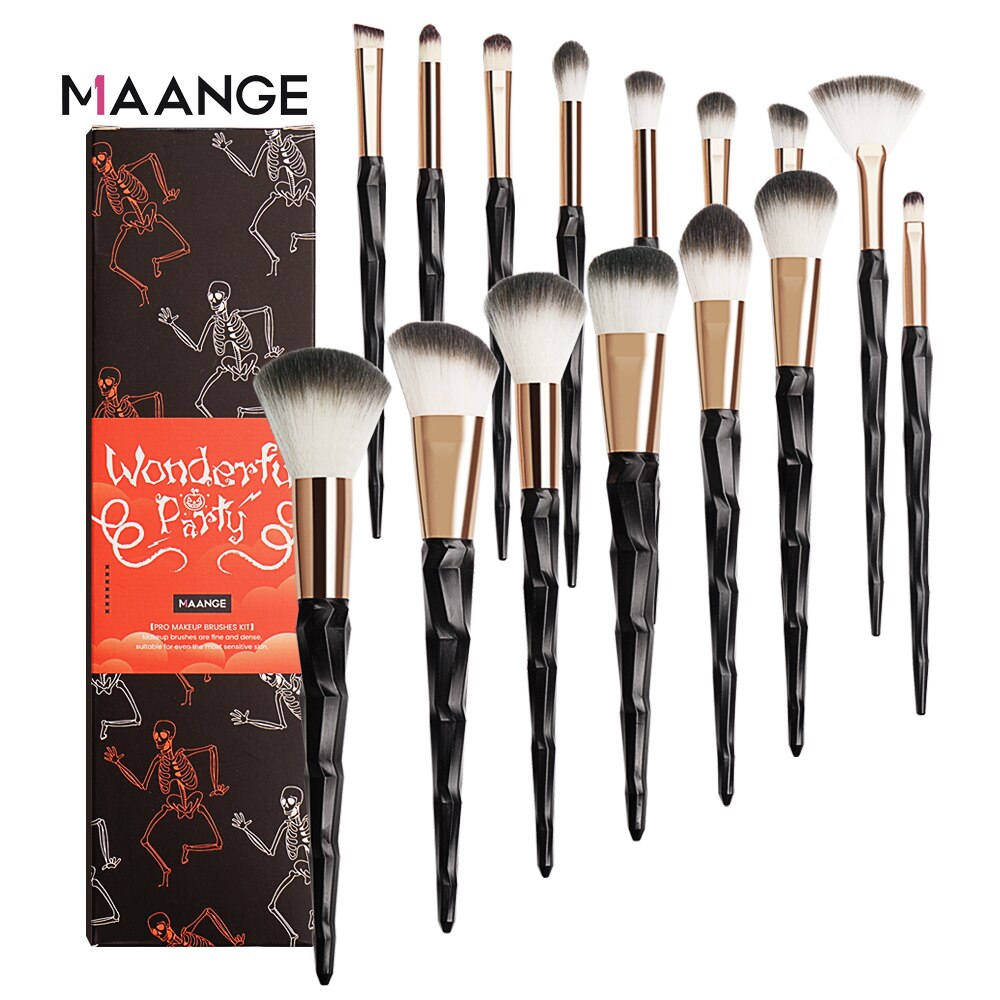 Maange Halloween 15/10 Stuks Make-Up Kwasten Set Met Doos Kristallen Handvat Make-Up Kwasten Foundation Blush Oogschaduw Make up Gereedschap