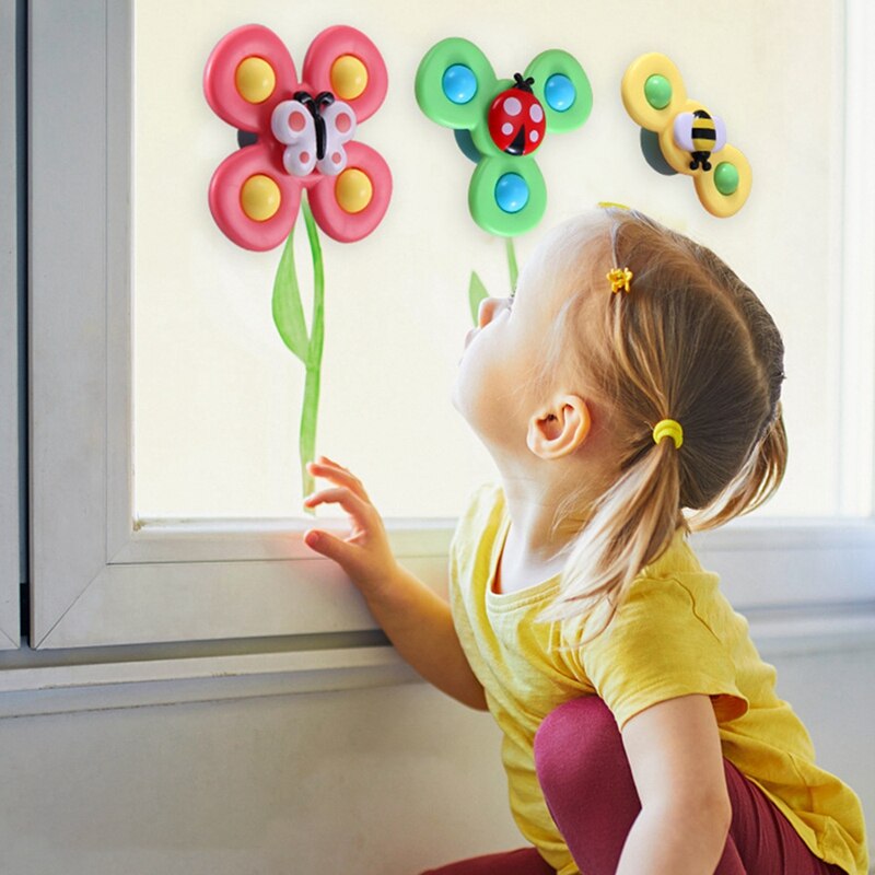 Baby Ring Drie Kleur Sucker Insect Turn Gelukkige Baby Bad Speelgoed