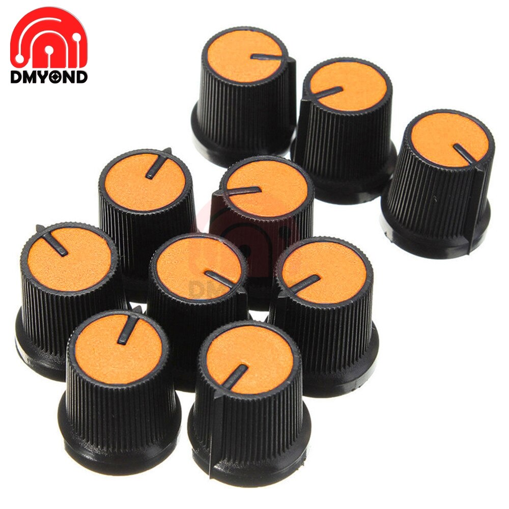 Lot de 20 boutons en plastique pour potentiomètre rotatif conique, trou de contrôle du volume, capuchons noirs, diy 6mm pour  wh148: Orange