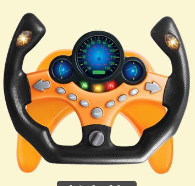 Co-pilot Steering Wheel Simulation Driving Simulation Steering Wheel Early Childhood Education Educational Toys with Base: Orange