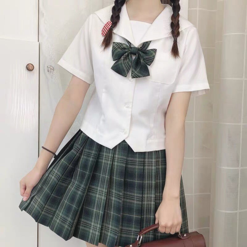 Japan KANTO KANSAI Neck Short Sleeve White Blouse Shirt For Girls Middle High School Uniforms School Dress Jk Uniform Top Summer