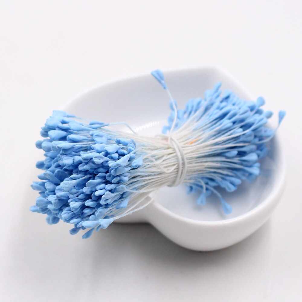 360Pcs/lot Mini Flower Stamen Artificial Flowers Pistil Wedding Party Decoration DIY Scrapbook Handmade Craft Flower Accessories: Blue