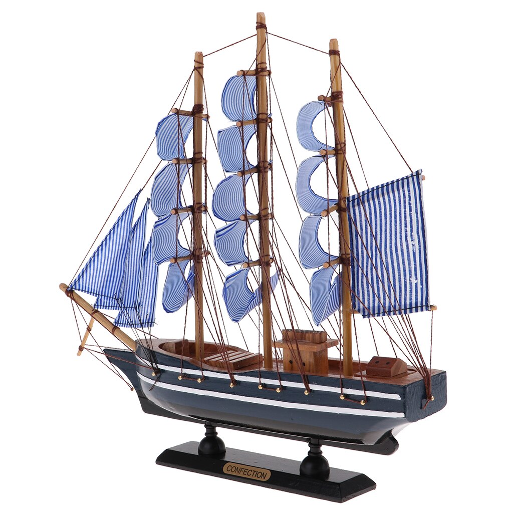 Mediterranean Pirate Ship Sailboat Wood Model Decorative Nautical Decor