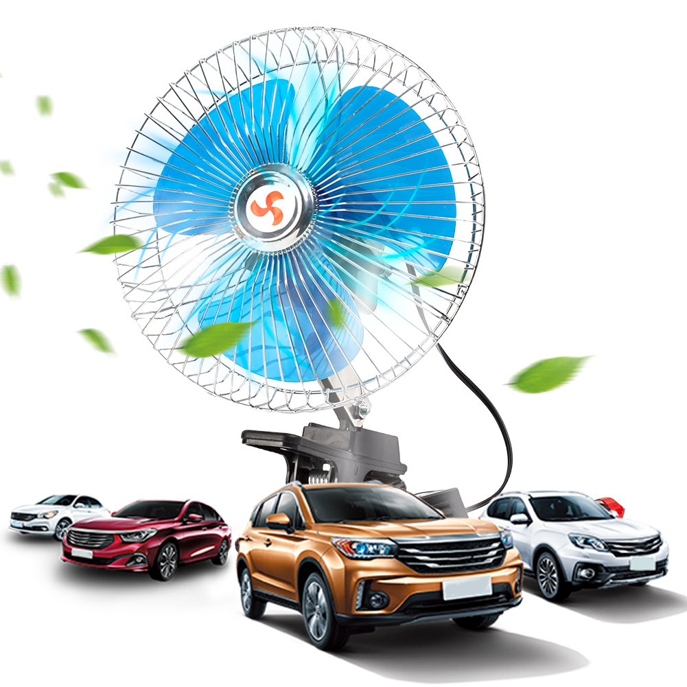 12/24V Portable Car Cooling Fan Rotation Strong Summer Cooler Adjustable Summer Cooling Fan Truck Vehicle Strong Wind Air Cooler