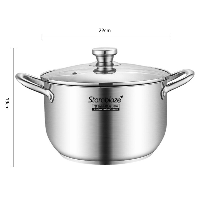 2 Layer Steam Cooker pot,304 Thicken Stainless Steel, Soup Pot with lid Universal for Induction Cooker Gas Stove Steam wok: 22cm single