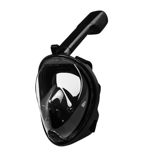 Underwater Full Face Diving Mask Anti-Fog Snorkeling Mask 180 Degree Seaview Snorkel Mask for Swimming and Diving: Black / S/M