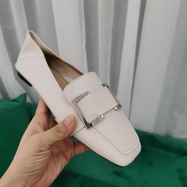 Dames ronde neus casual dames sneakers platte schoenen gesp ondiepe mond jurk oma vierkant basic rubber instappers flock effen: 2 / 39