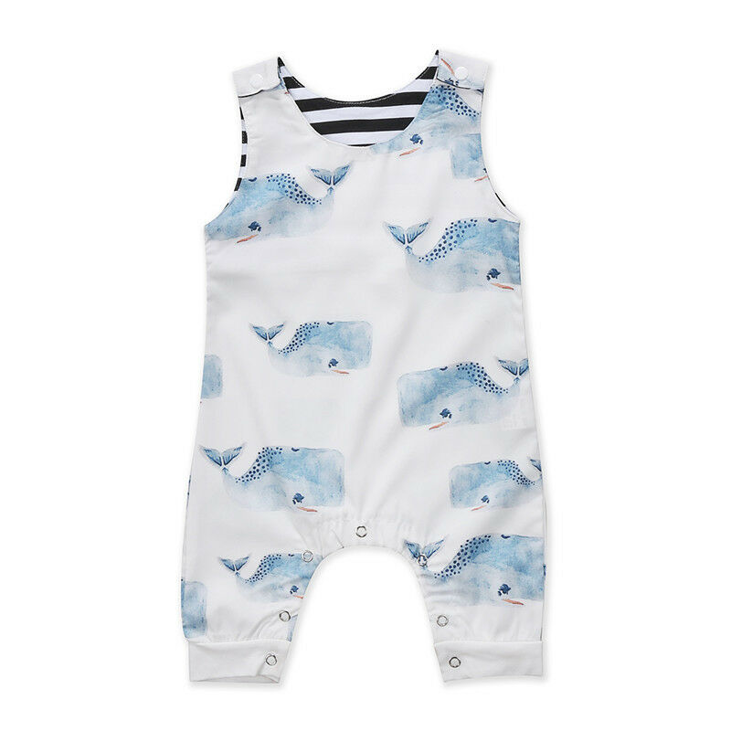 Cartoon Walvis Pasgeboren Baby Rompertjes Peuter Zuigeling Jongen Meisje Jumpsuit Een stuk Outfits Mouwloze Playsuitt Babykleertjes 0--3T