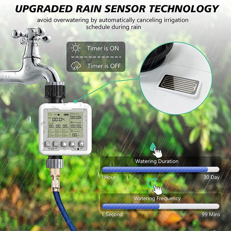 Rain Sensor Watering Controller System Watering Device 6 Programs Digital Irrigation Timer for Garden Automatic