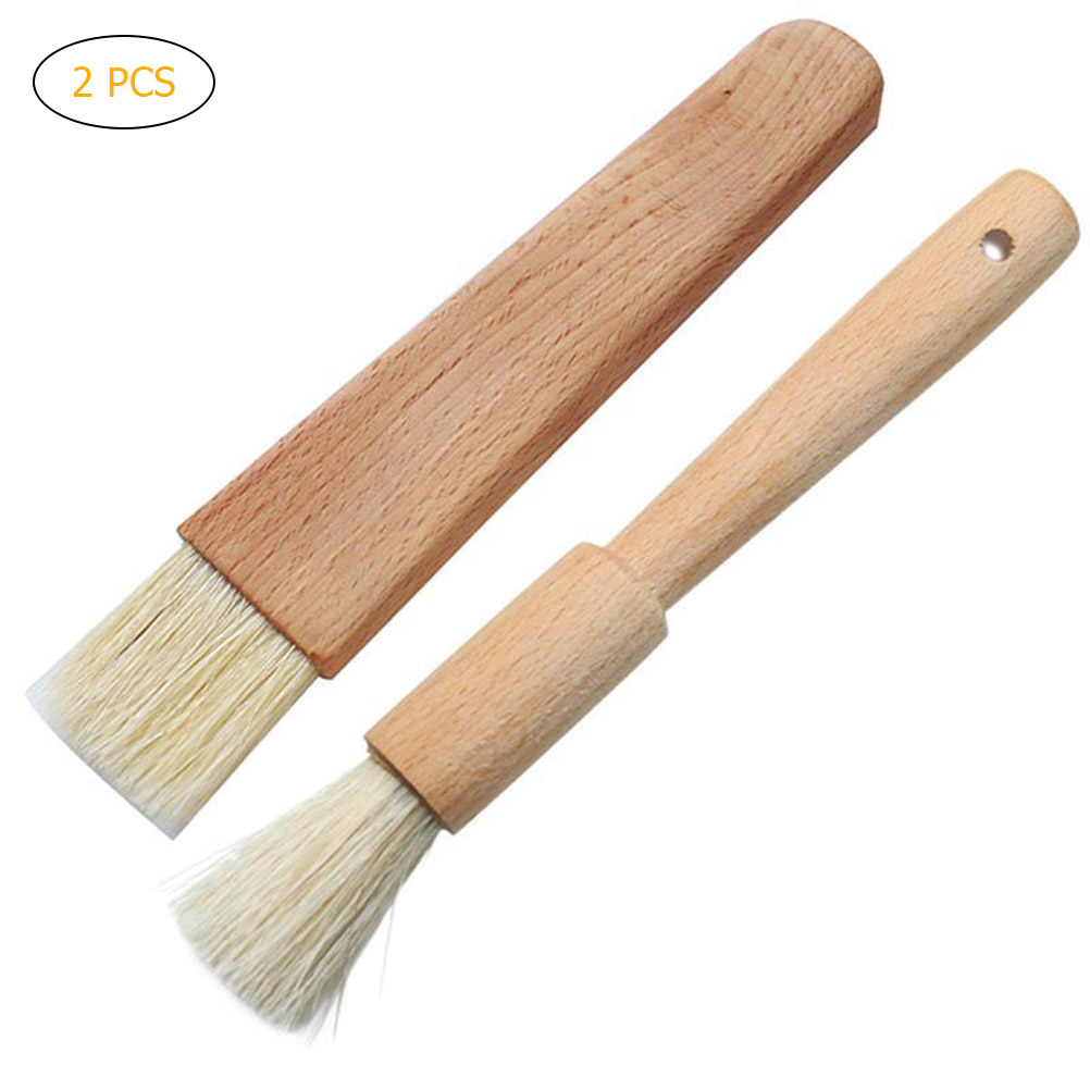 2pcs/lot BBQ Basting Brushes Oil Sauce Barbecue Grill Brushes Wood Handle Baking Pastry Butter Honey Brush for kitchen: Default Title