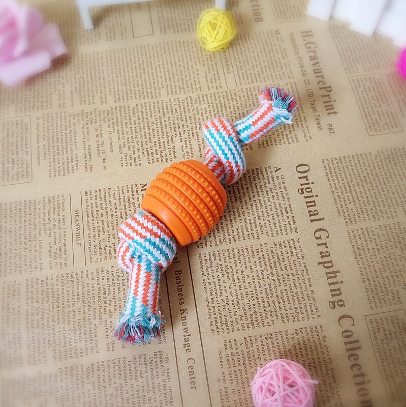 Forma de azúcar juguetes para perros cachorro Algodón Doble masticar juguete de perro nudo perros de compañía dientes limpios duradero hueso trenzado cuerda de juguetes para perro mascota suministros: orange