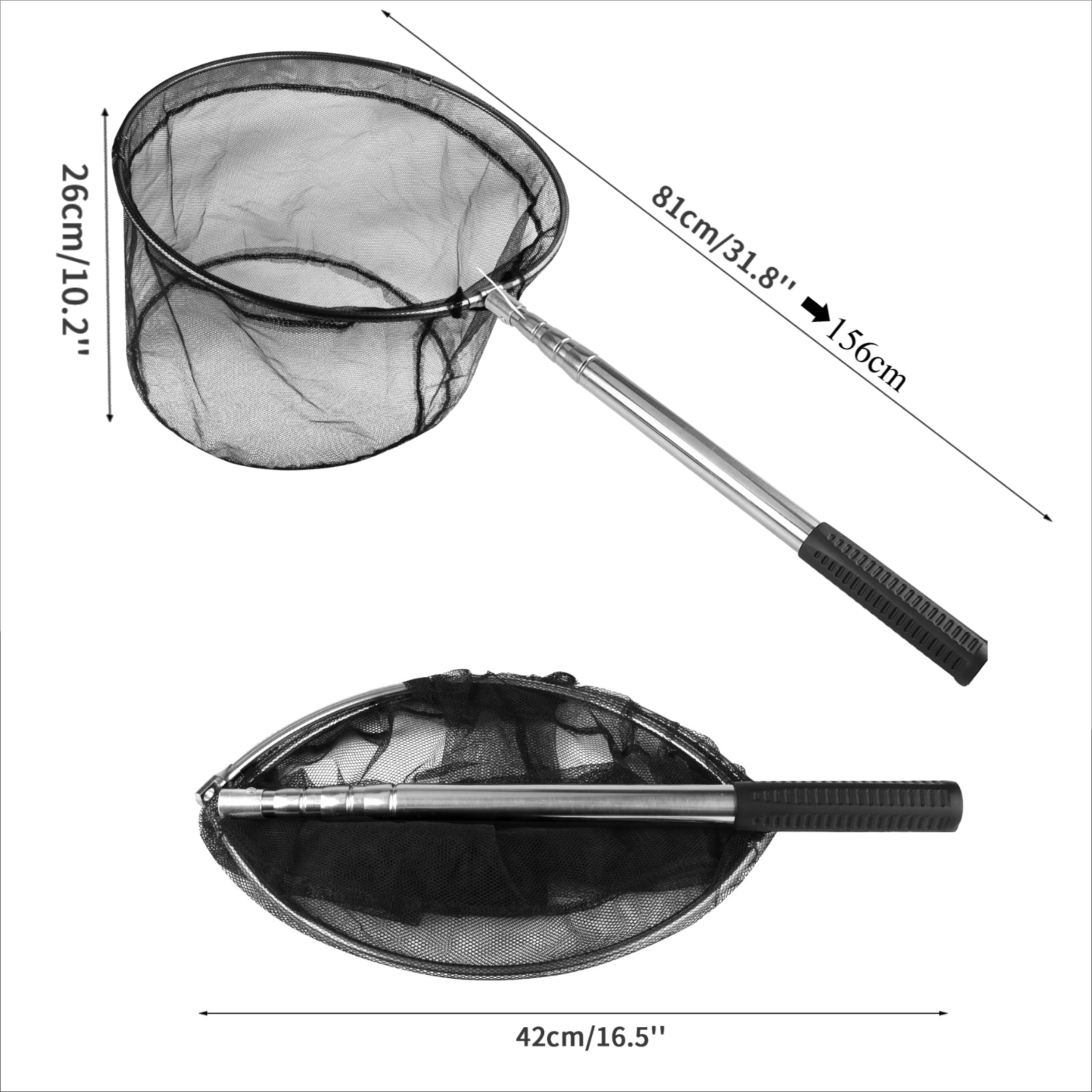 Fishing Landing Net Aluminum Alloy Durable Telescoping Extend to 190cm/130cm/55cm Folding Mesh Safe Fish Catching Releasing: Red
