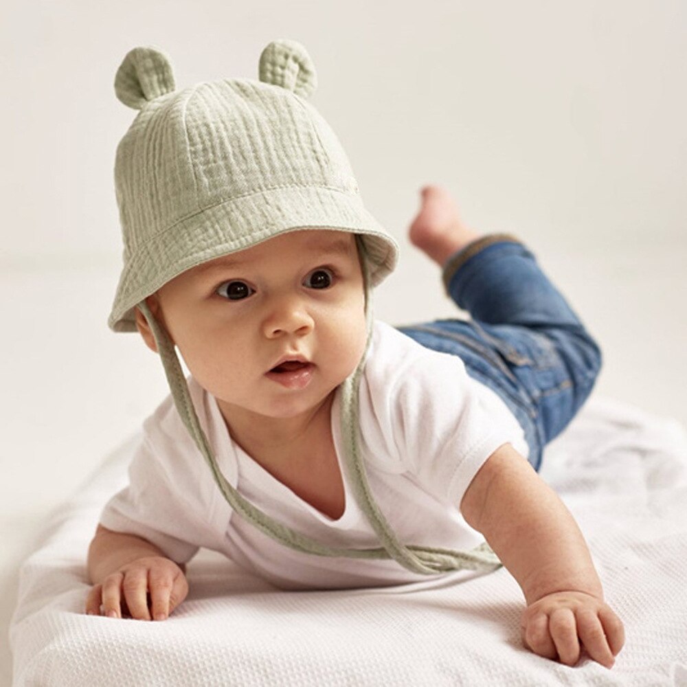 gorro niña Sombrero de cubo para bebé, sombrero de Sol de algodón de Color sólido, gorros de playa, sombrero de Panamá para niño y niña, accesorios de primavera y verano, 3-12 meses, 2022