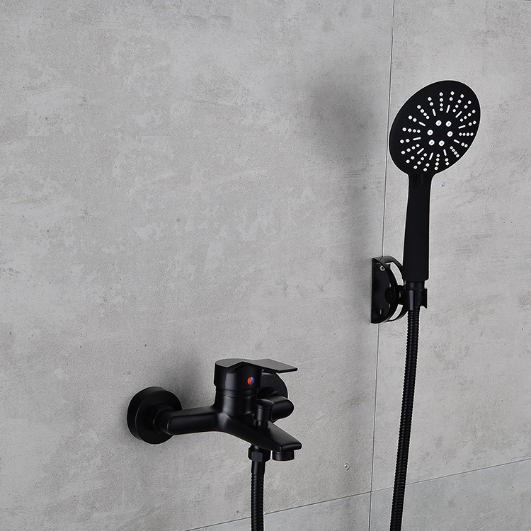 black Wall mounted bathtub faucet waterfall brass chrome finish bath shower mixer Bath Faucet Tap With Hand Shower Head Set: 5