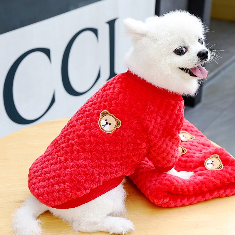 Vêtements pour chiens de compagnie hiver chien sweats à capuche doux chiot pull mignon ours imprimé chat sweat Chihuahua vêtements sweat à capuche pour animaux de compagnie