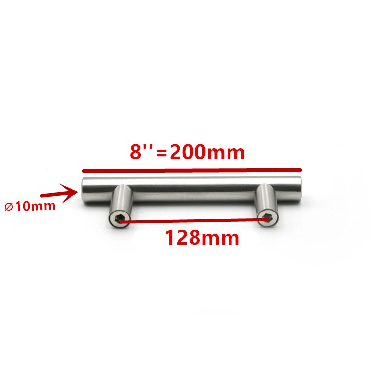 50mm to 500mm rostfria köksdörrsskåp t bar handtag dragknopp skåp knoppar möbelhandtag skåp lådhandtag: 8 tum 128mm