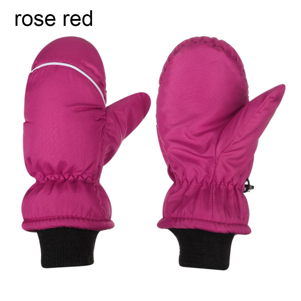 Winter Must Children Kids Windproof Waterproof Snow Snowboard Children Ski Gloves Outdoor Riding Long-sleeved Mitten: Rose Red