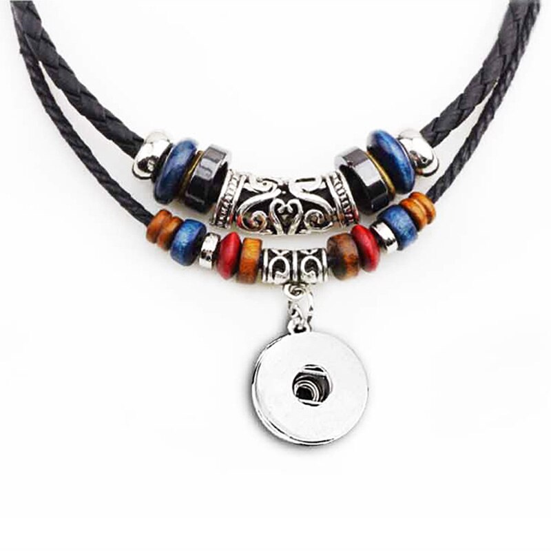 073 Böhmischen Nationalen Halskette Austauschbar 12mm 18mm Druckknopf Charme Seil Leder Halskette Für Frauen Männer: passen 18mm Taste A