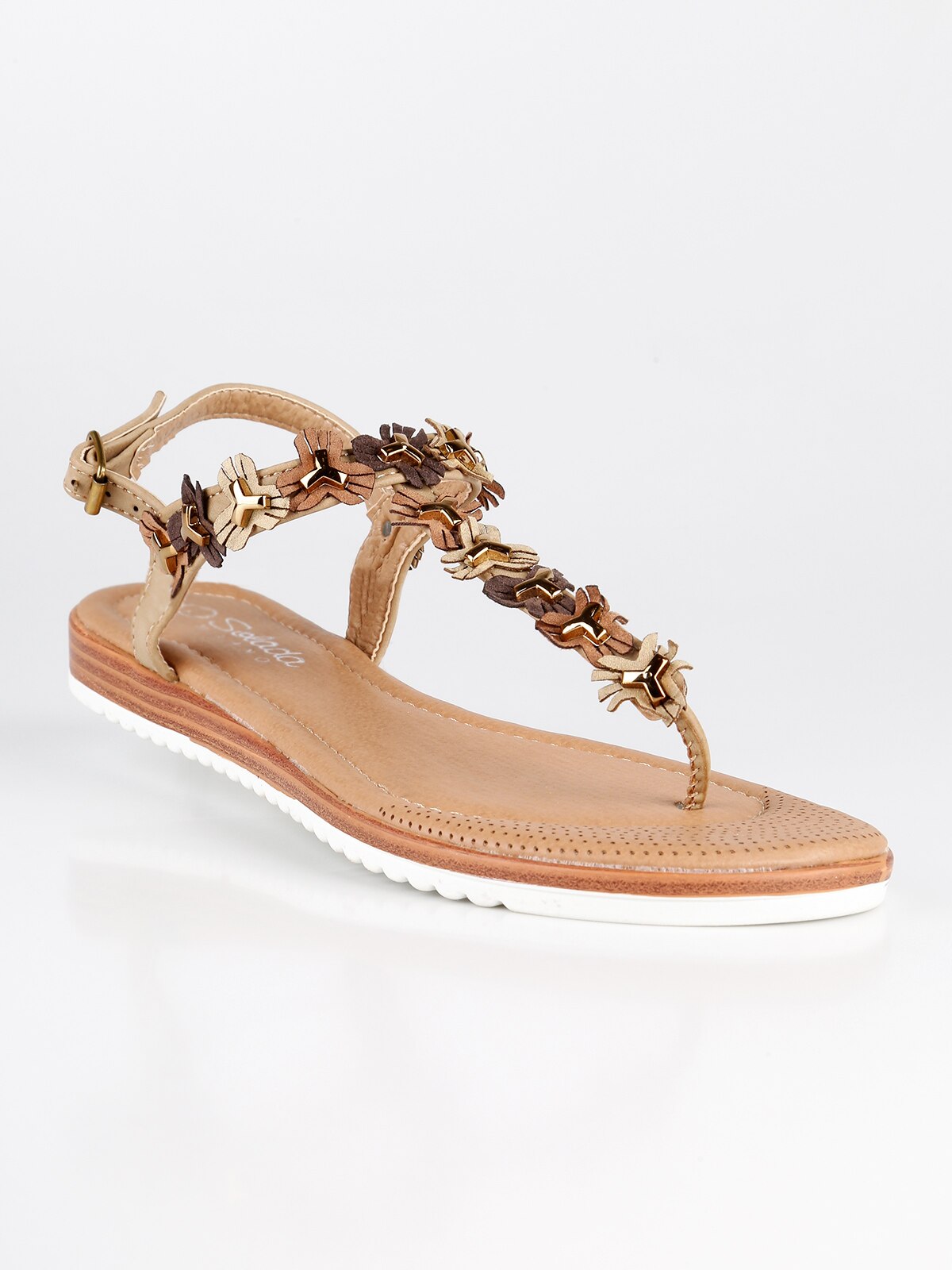 Sandalen Flip flops beige studded