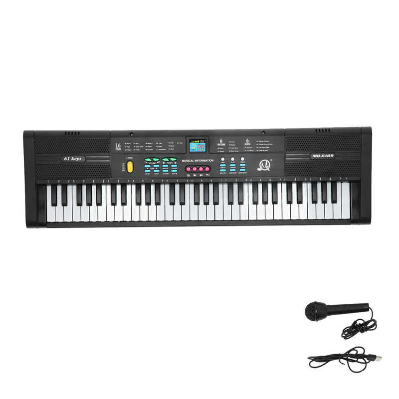 Keyboard Piano Electronic Organ 61 Keys Electric Piano Digital Music Electric Keyboard with USB Microphone for Kids Beginner: MQ6189