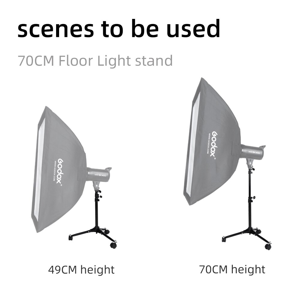 70cm Portable Folding Durable Wheels Floor Light Stand