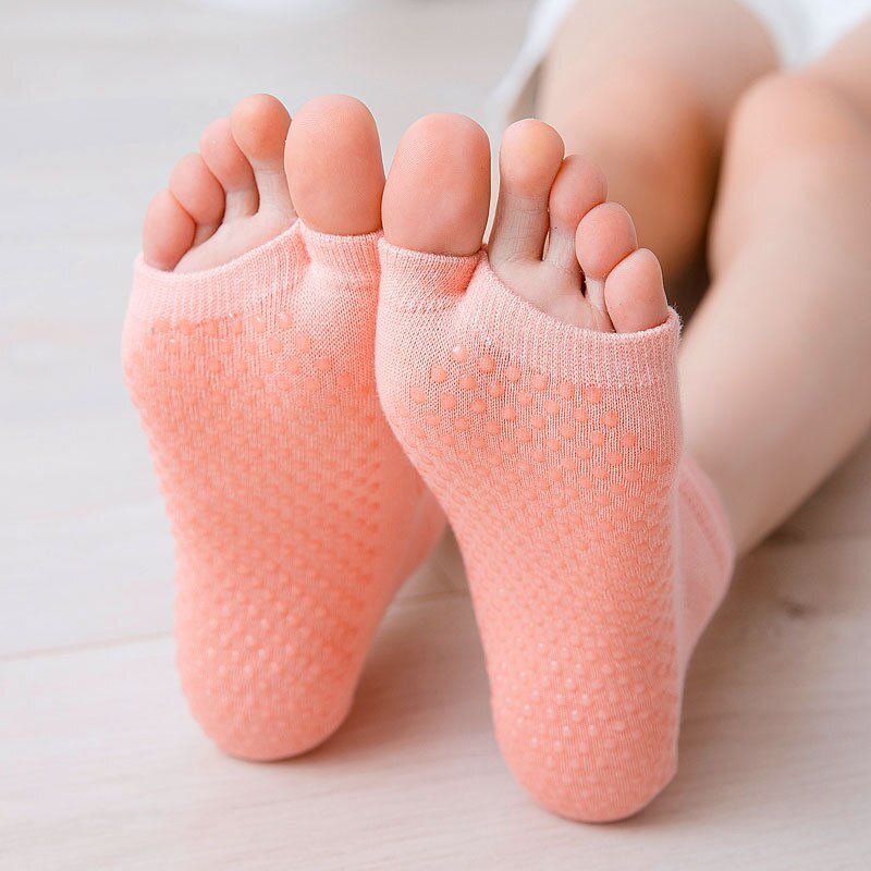 Gespleten teen yoga fietssokken gekamd katoen antislip open rug vingerdanssokken halve teen pilatessokken calcetines ciclismo