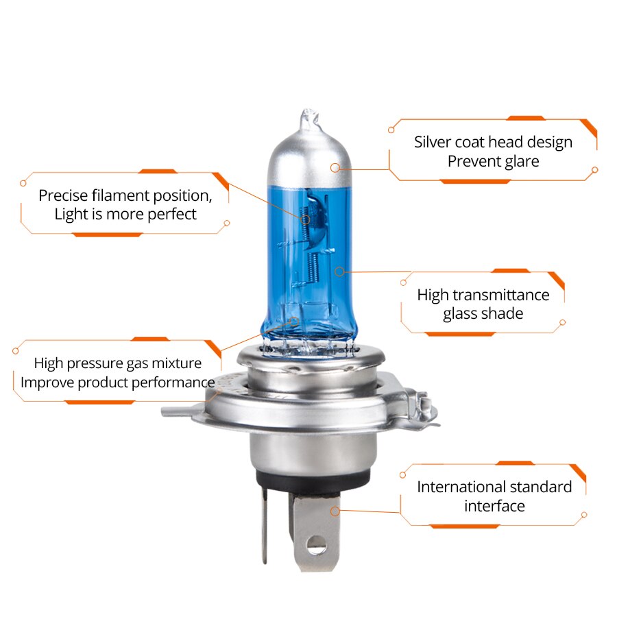 1 pc meetoo  h7 h4 halogenlampor för bilstrålkastare lampa halogen  h4 h7 55w 100w 12v 2700k 4300k 6500k kvartsglaslampor för bilar
