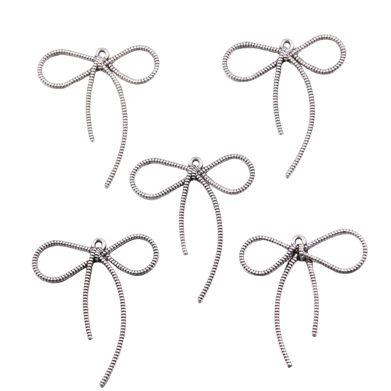 20Pcs 13 Style Metal Alloy Cute Hollow Bow Charms Pendants For Jewelry Making DIY Handmade Craft: SILVER PLATED