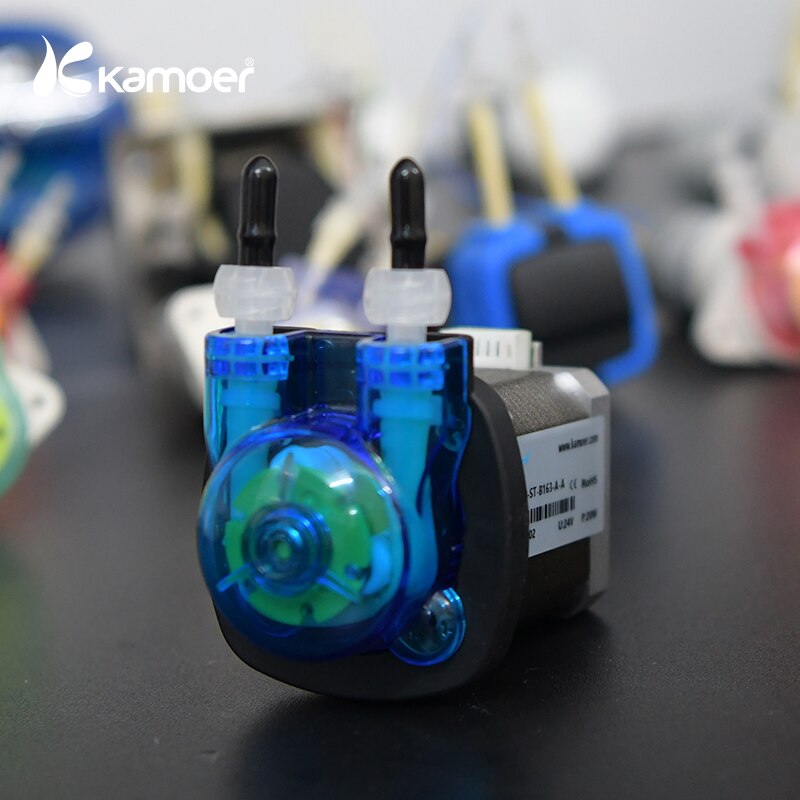 Kamoer Micro Peristaltic Pump KPAS 100 24V Stepper Motor Straight/L Plate, Transfer Viscous, non-viscous Liquids (20-110ml/min)