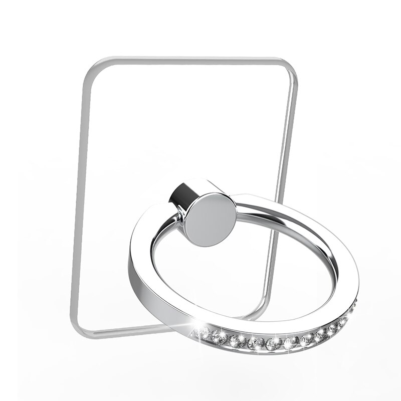 Diamentowy uchwyt na telefon komórkowy stojak przezroczysty uchwyt na palce wyczyść 360 ° stopni obrót Kickstand kompatybilny iphone: Square-silver