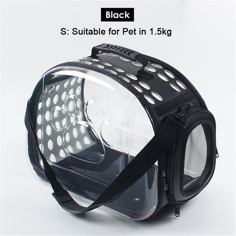 Haustier Träger Tasche Tragbare Katze Handtasche Faltbare Reise Haustier Tasche Welpen Transport transparent Schulter Hund Tasche S/L: S Schwarz