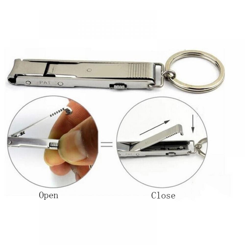 1PC Popular Foldable Nail Cutter Stainless Steel Clipper Ultra-thin Manicure Trimming Keyring Manicure Tool