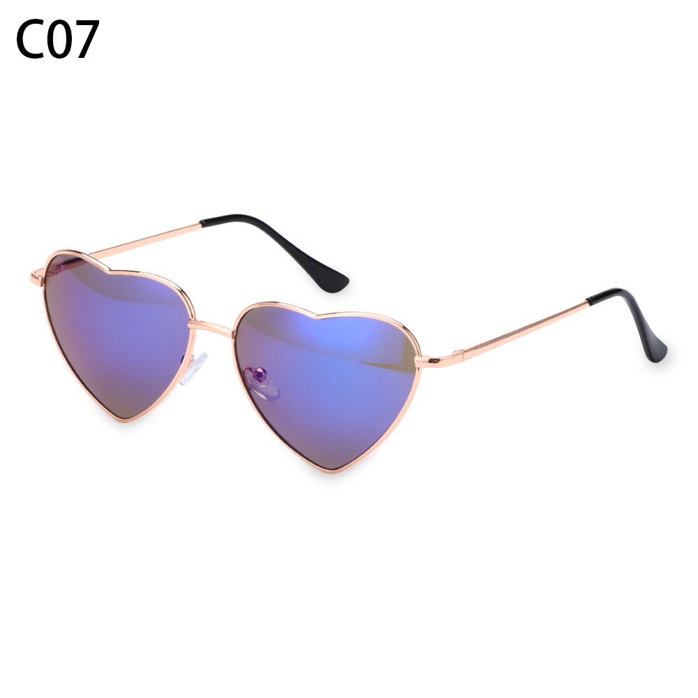 1 unidad de gafas de sol en forma de corazón retro UV 400 Color caramelo gradiente océano lentes marco de Metal vestido de fantasía ropa de calle mujer: C07