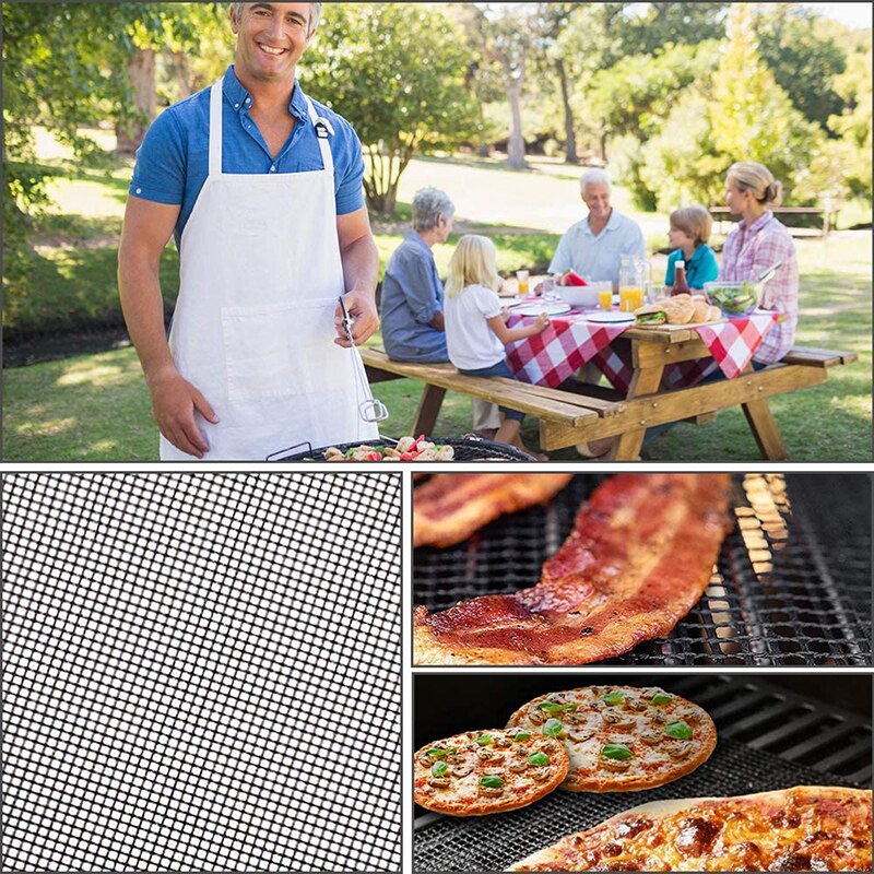 3/5 kpl bbq-grilli matot tarttumaton lämmönkestävyys uudelleen käytettävä bbq mesh matto teflon grillimatto kuitu bbq työkalut grilli grillausalusta