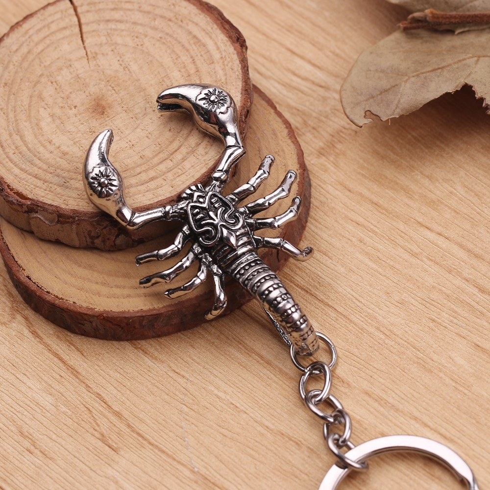 Zilver Zwart Cool Scorpion Animal Hanger Sleutelhanger Rvs Prachtige Mode Punk Sleutelhanger Mannen Sieraden