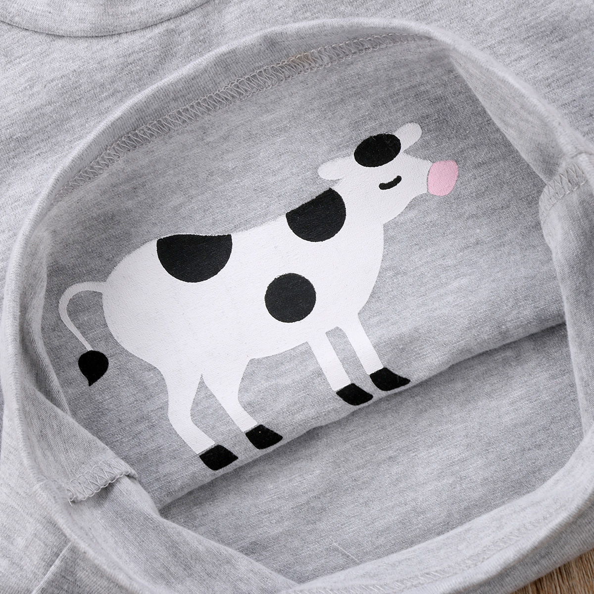 Neugeborenen Kinder Jungen Mädchen Tier Kurzen Ärmeln Grau Baumwolle Top T-shirt Kleidung Lässig Kuh Niedlich Sommer 0-4Y