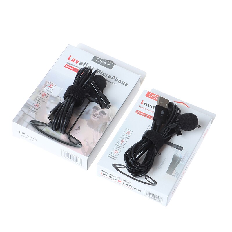Draagbare Usb Mini Microfoon 2 M Revers Lavalier Mic Clip-On Externe Knoopsgat Microfoons Voor Laptop Pc Computer Opname chat