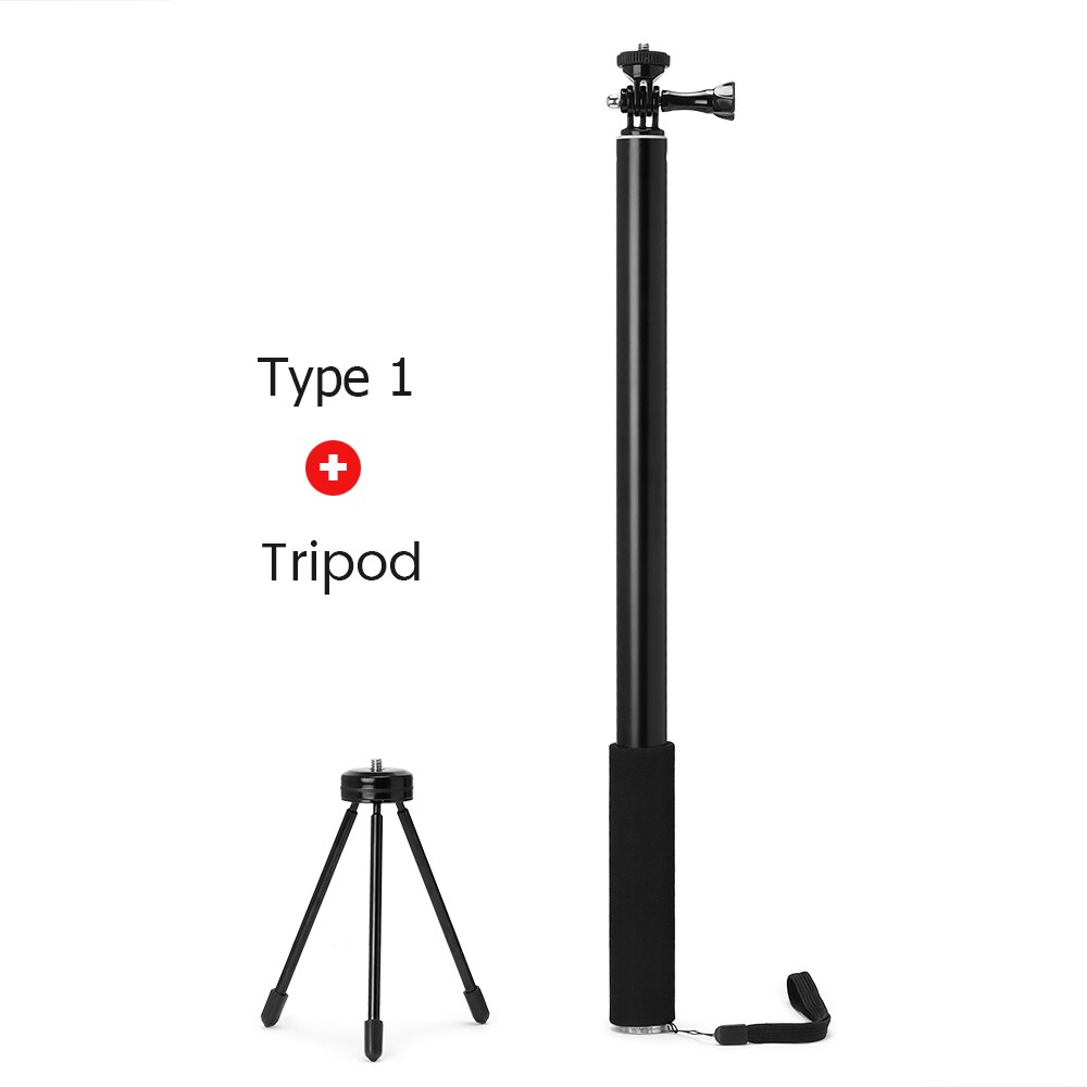 2M Aluminium Legierung Einbeinstativ Selfie Stock Für Insta360 eins X/X2 /DJI OSMO Aktion/Tasche/gopro Held 7 6 5 Sjcam Kamera Zubehör: Typ 1 mit Stativ