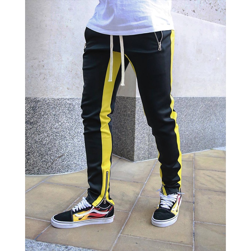 PUNEMY Side Stripe Letter Printing Hop Men's Trousers Pants Lace Up Joggers Pants Loose Streetwear Men Sweatpants