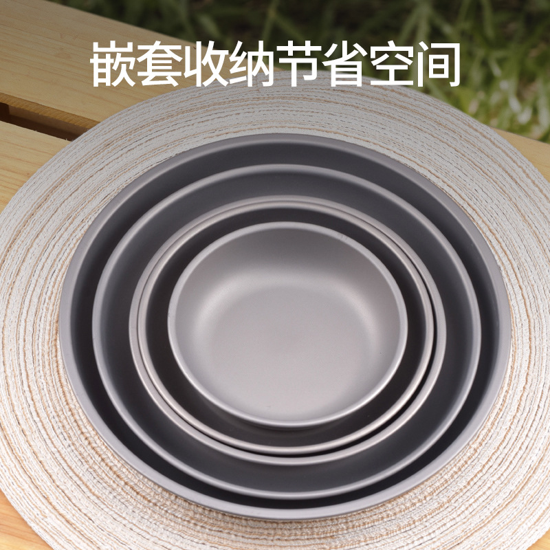 Platos de titanio para exteriores – Platos de titanio puro para acampar, platos de picnic, vajilla ligera irrompible para senderismo, viajes