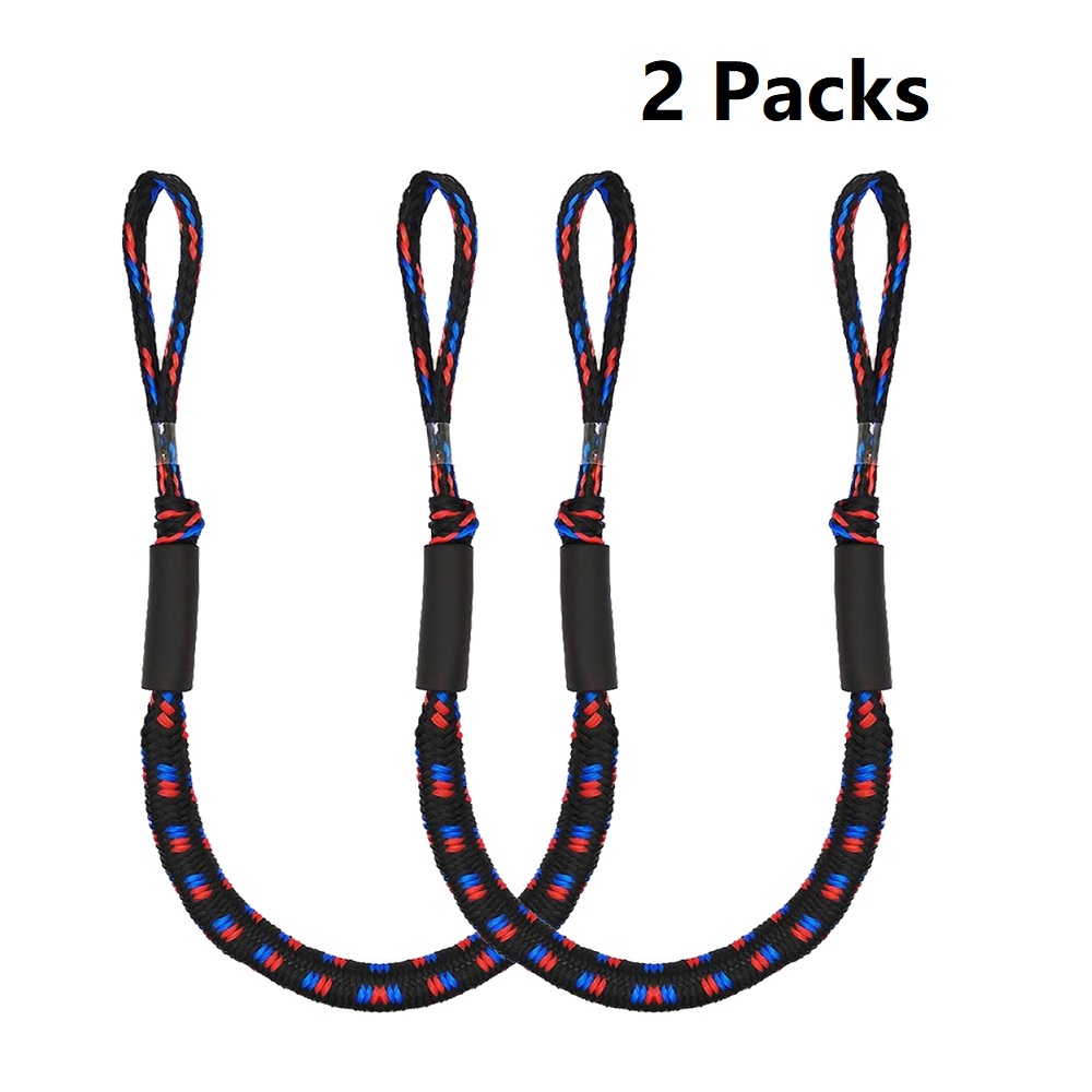 1 / 2Pcs Bungee Dock Line Mooring Rope for Boat 4 ft 2 Ropes Rope Bungee Cord Dockline Boats Heavy Duty Kayak Accessories Water: multi