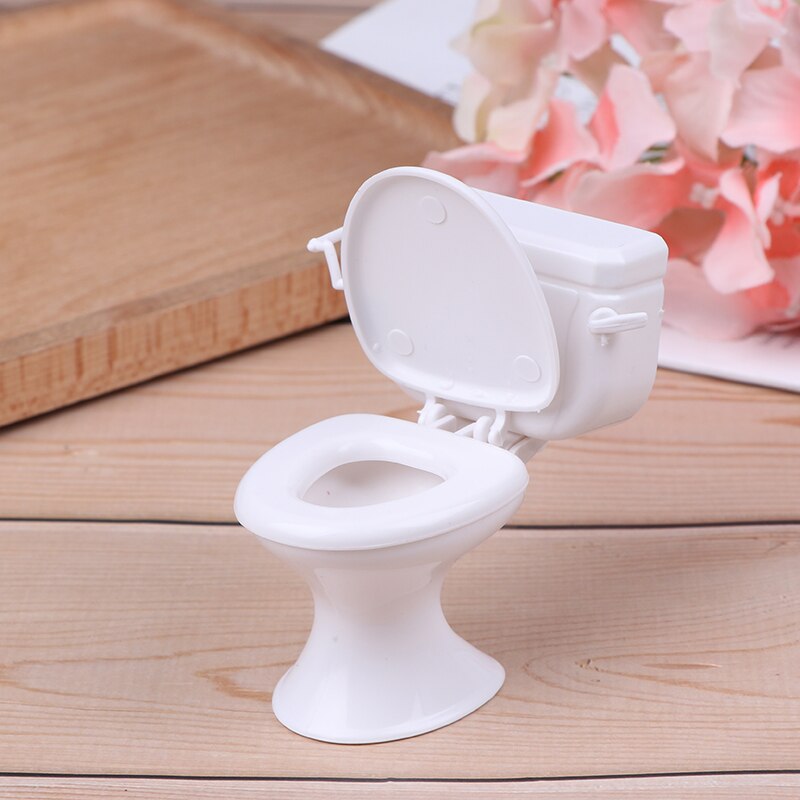 Vintage Poppenhuis Meubels Badkamer Modellering Witte Wc Poppenhuis Miniatuur Baby Pretend Speelgoed Poppen Accessoires