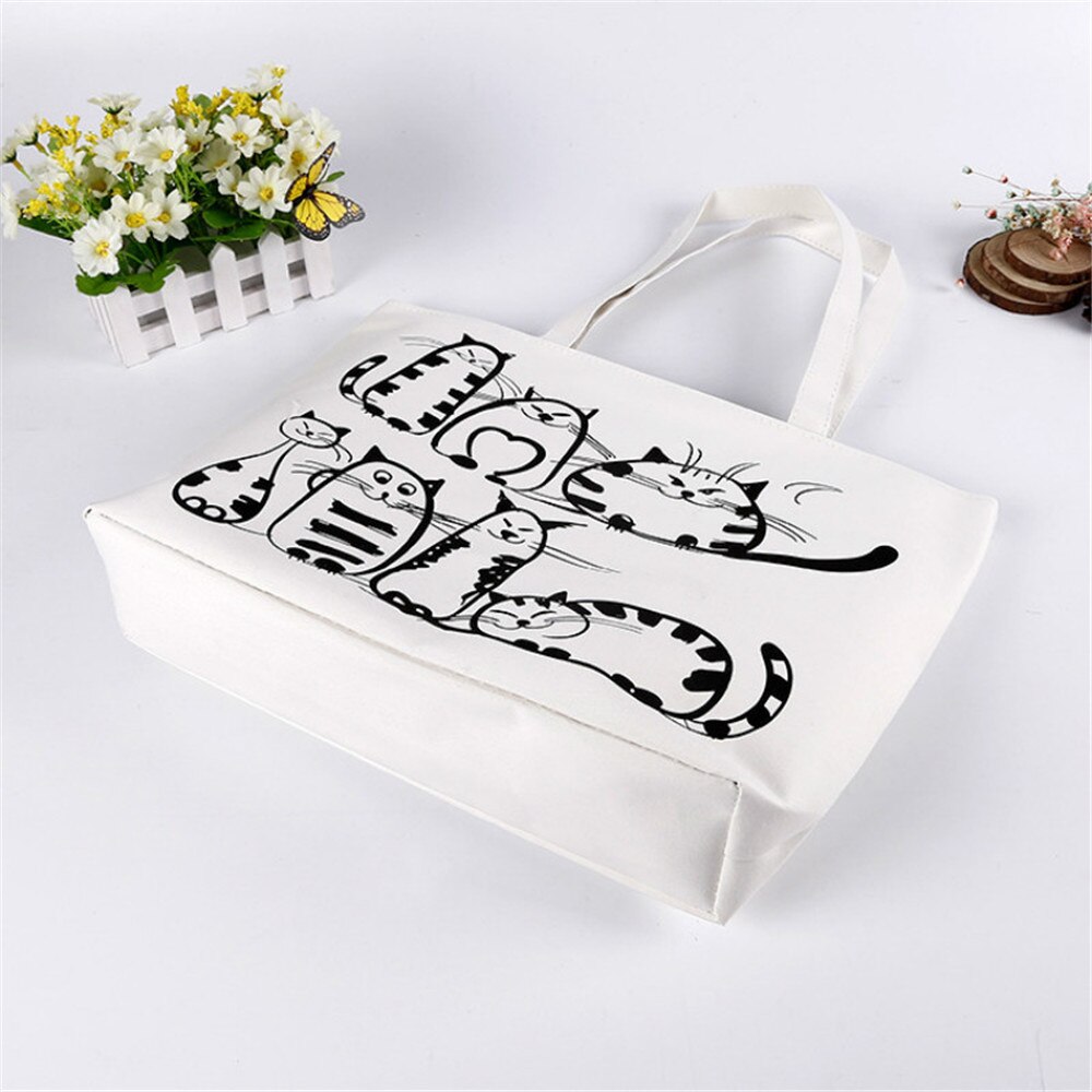 Sac à bandoulière chat dessin animé mignon Kawaii, tutoriel pour étudiants, sac à main en toile de grande capacité, sacs d'école pour filles, papeterie