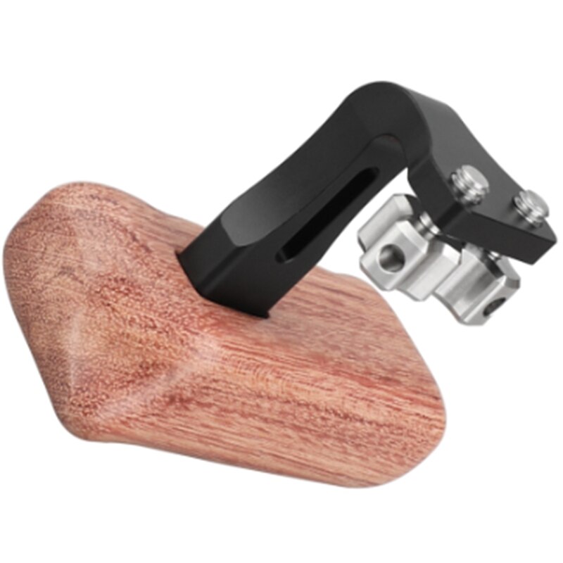 Full-Houten Hand Grip Medium Size Met 1/4 Inch-20 Duimschroef Knop Linkerkant Voor Dslr Camera Kooi rig