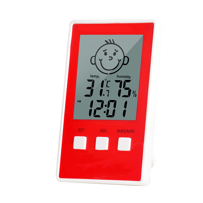 Digitalt termometer hygrometer indendørs udendørstemperatur fugtighedsmåler c / f lcd display sensor probe vejrstationer: Rød